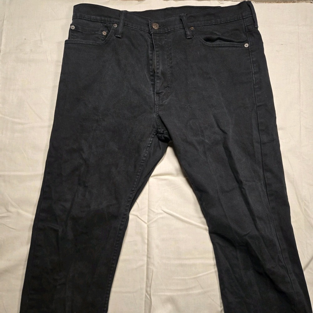Levis 513 Jeans Mens 36x29 Black Dark Wash Slim Straight Stretch Denim Pants - Picture 2 of 15